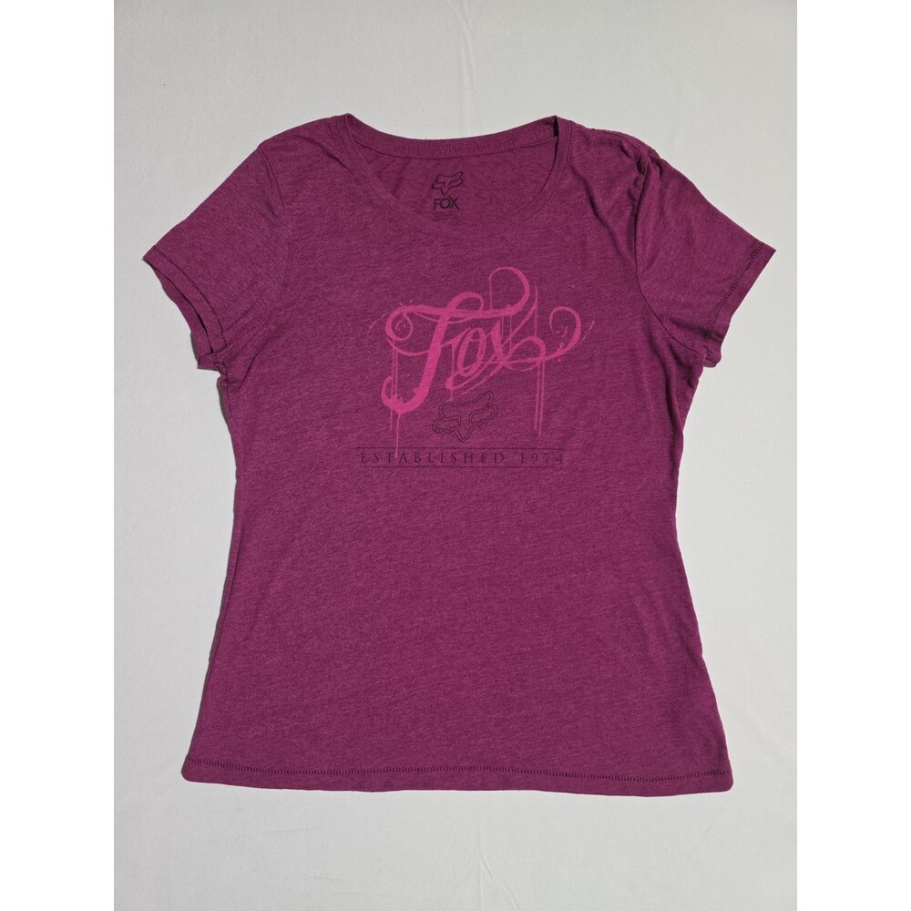 Fox Racing Magenta Heathered T Shirt Women's Large Short Sleeve